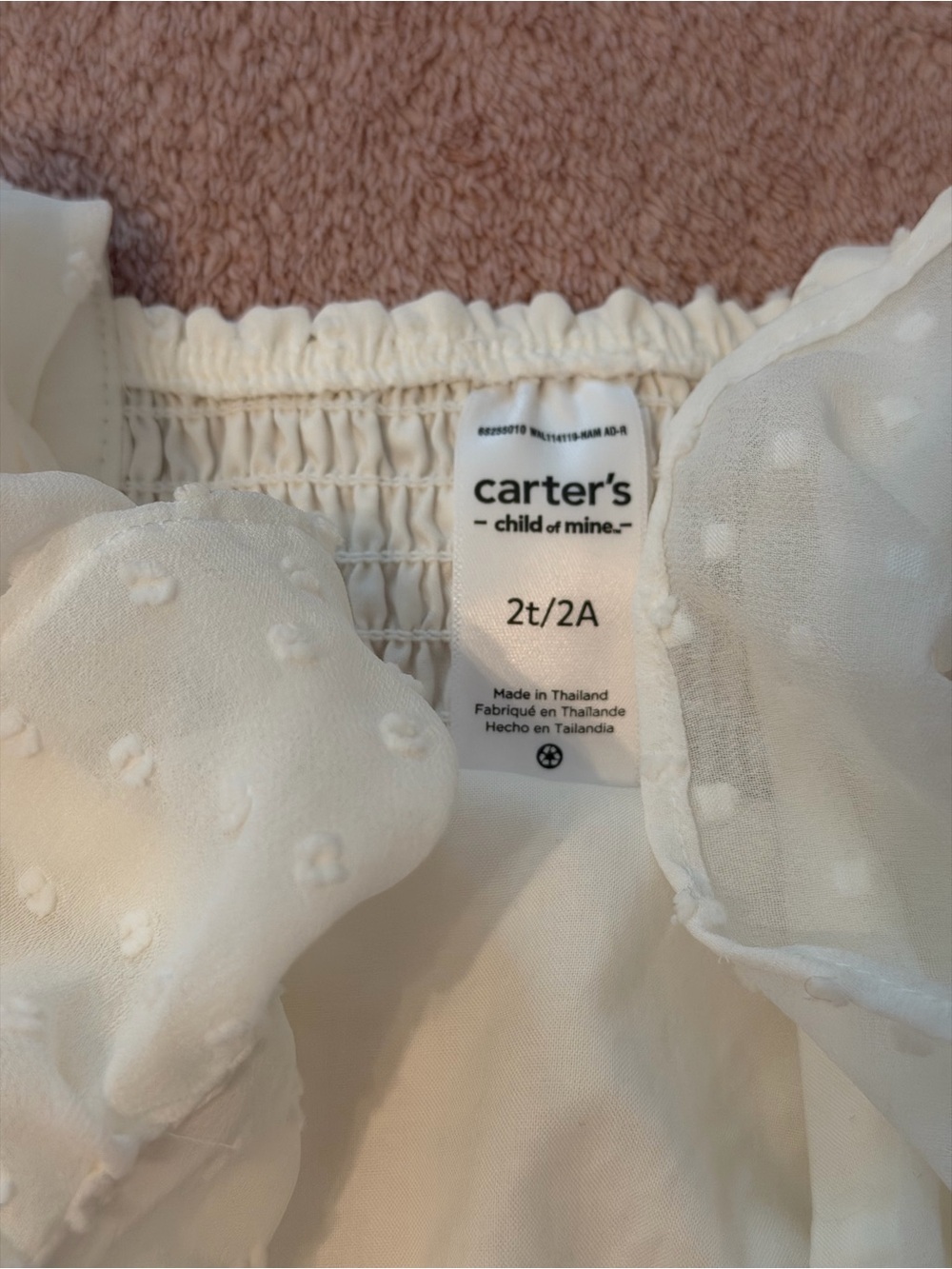 Carter's White Swiss Dot Tiered Dress with Ruffled Sleeves NWT - Picture 7 of 7
